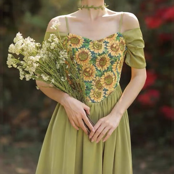 Sunflower Cottagecore Tapestry Dress