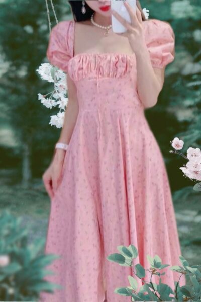 Pink Shabby Chic Cottagecore Dress