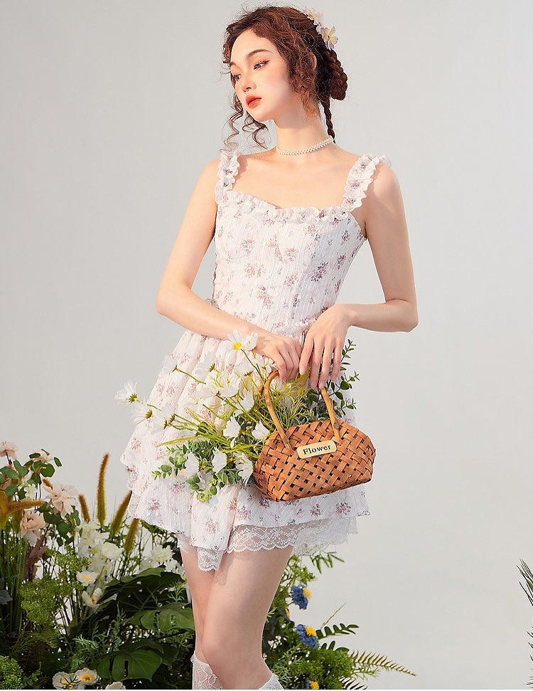 Floral Summer Cottagecore Mini Dress
