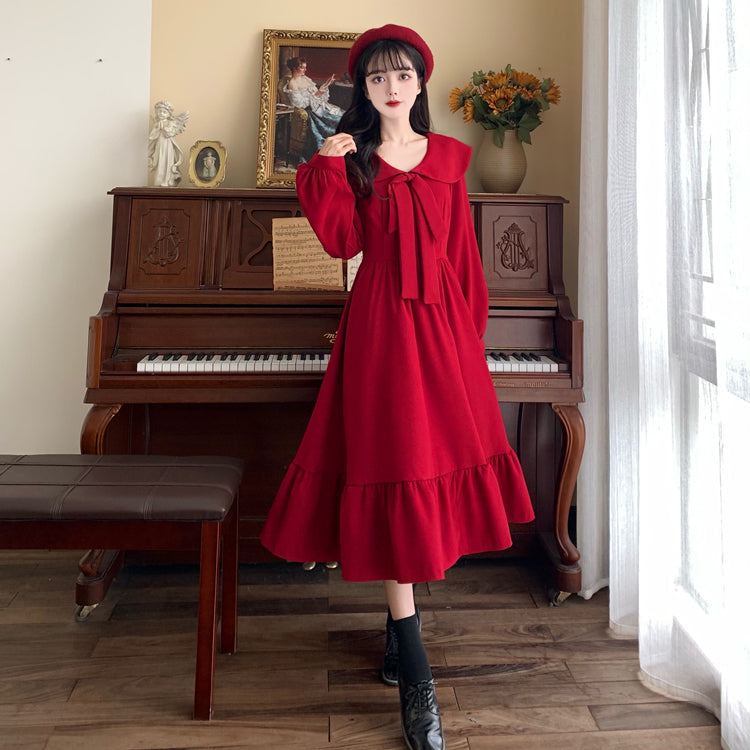 Red Cottagecore Lolita Dress