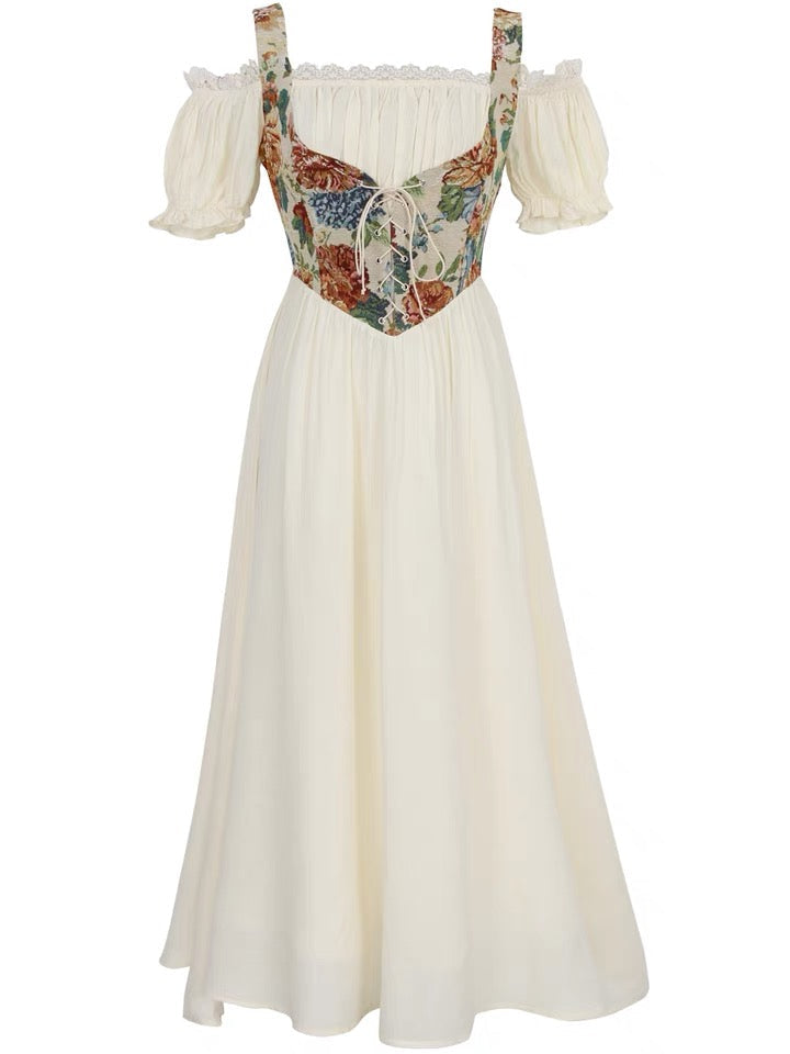 Floral Tapestry Cottagecore Cotton Dress