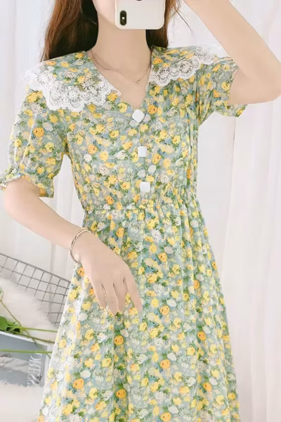 Sage Vintage style Cottagecore Dress