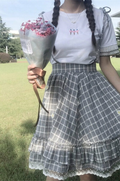 Plaid Kawaii Cottagecore Lolita Skirt