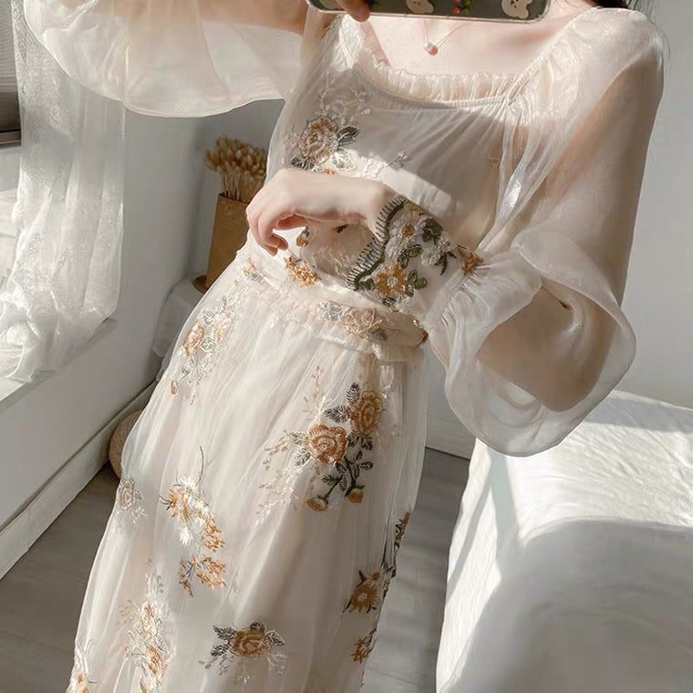 Blossom Flower Embroidered Fairy Dress