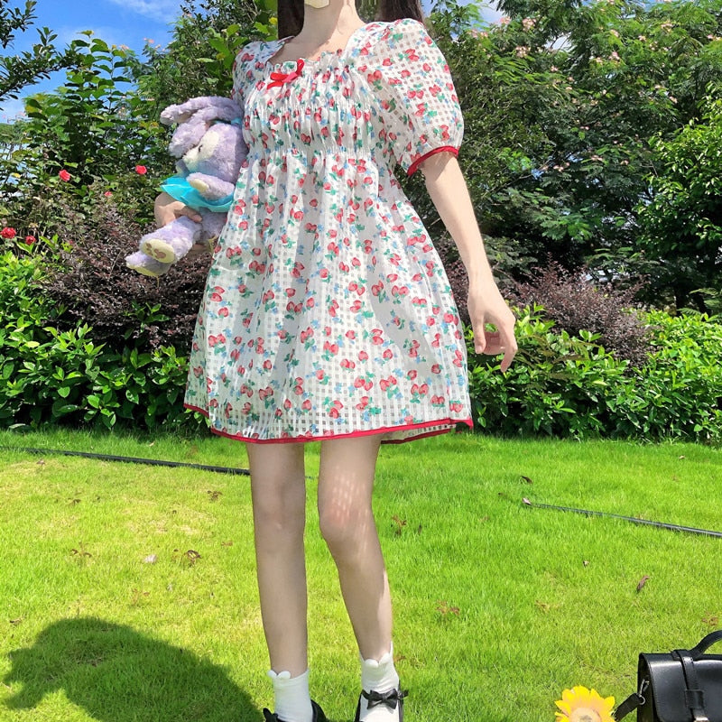 Sweet Berry Kawaii Girl Mini Dress
