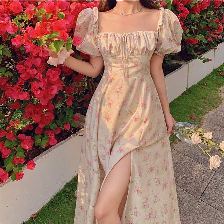 Vintage Floral Cottage Fairy Maxi Dress