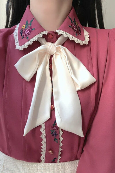 Aesthetic Flower Embroidered Chiffon Shirt