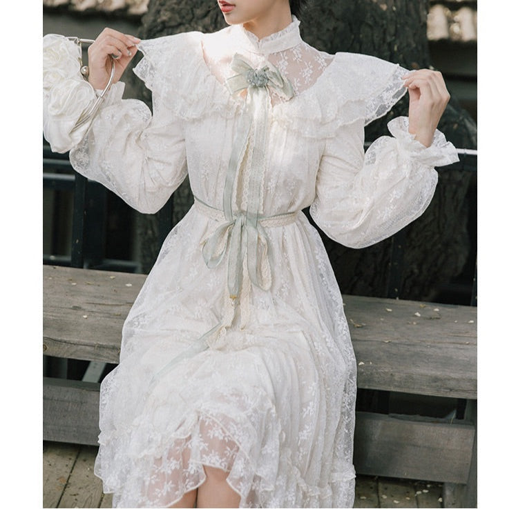 Romantic Victorian Lace Cottagecore Dress