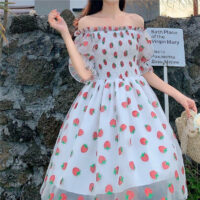 Sweet Strawberry Embellished cottagecore Dress | Cottagecore Dress