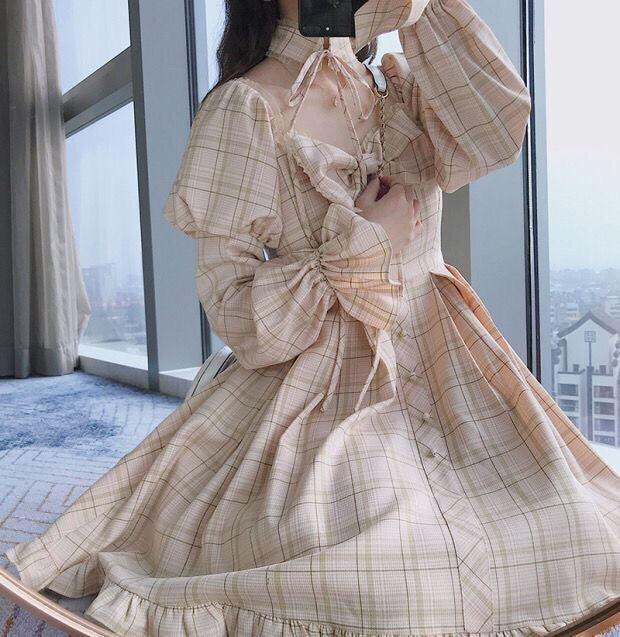 Plaid Kawaii Princess Dress