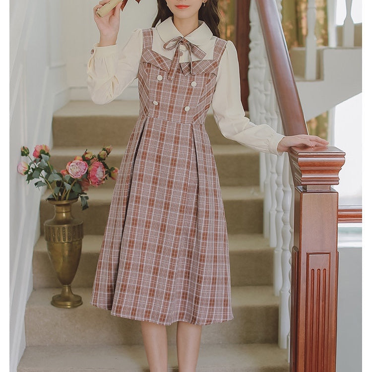 Academia Vintage Plaid Dress