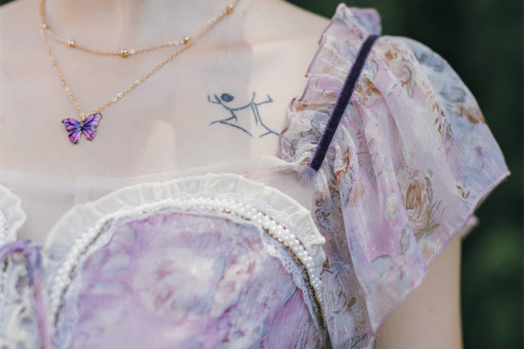 Vintage-Floral cottagecore fairy Dress