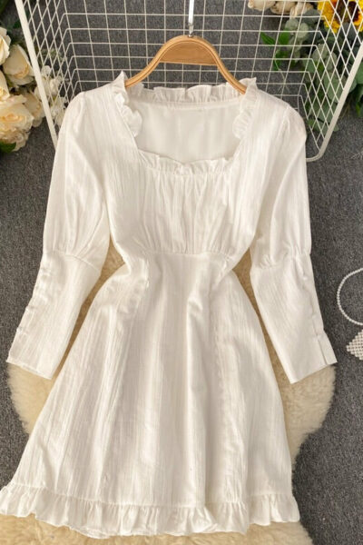 White cottagecore dress