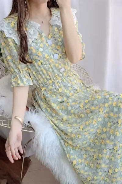 Sage Vintage style Cottagecore Dress