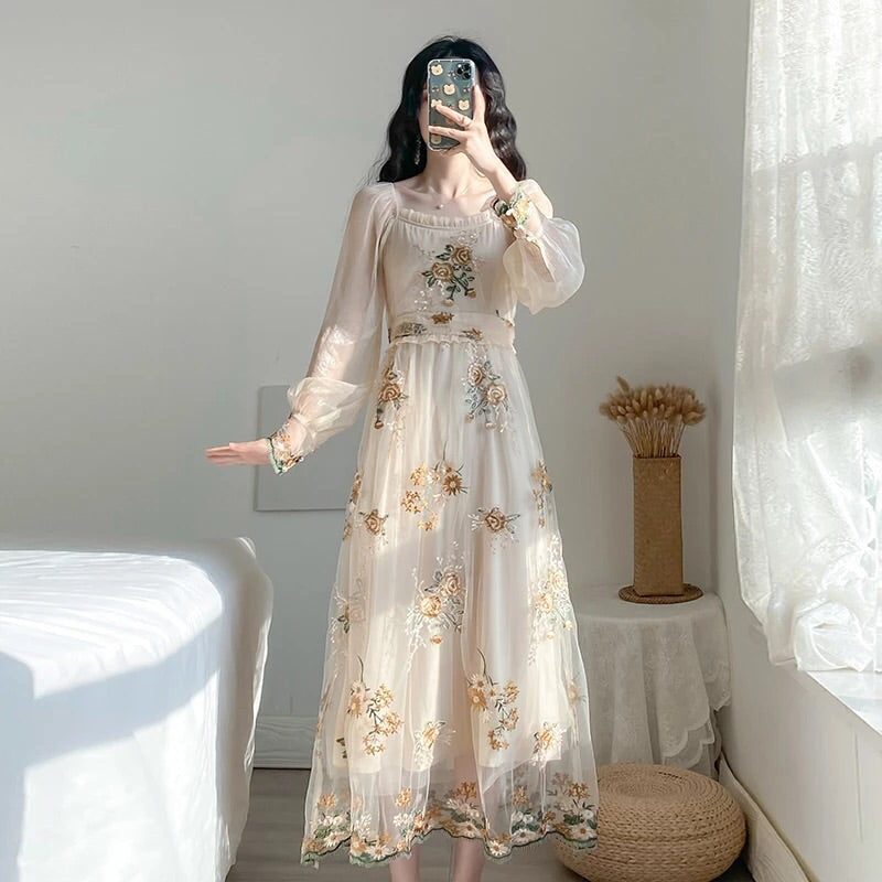 Blossom Flower Embroidered Fairy Dress