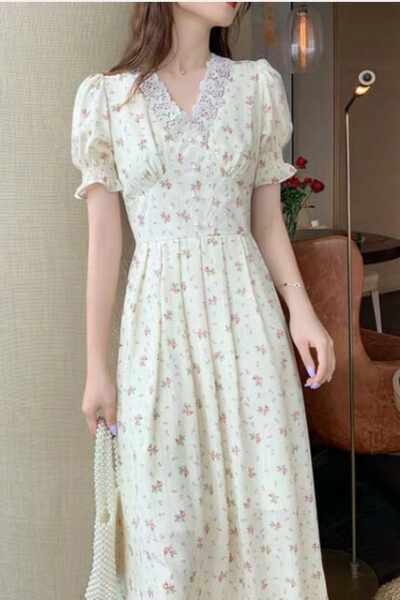 Cottage Fairy Floral Vintage Aesthetic Cottagecore Dress