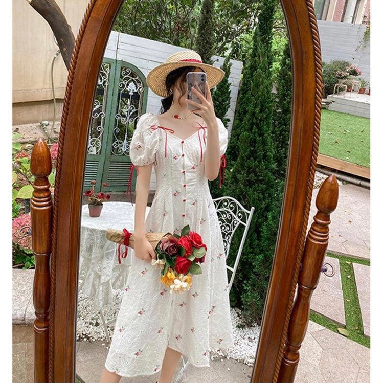 Morning Garden Rose Cottagecore Dress