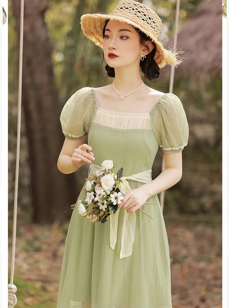 Angel  Green Cottagecore Witch Dress