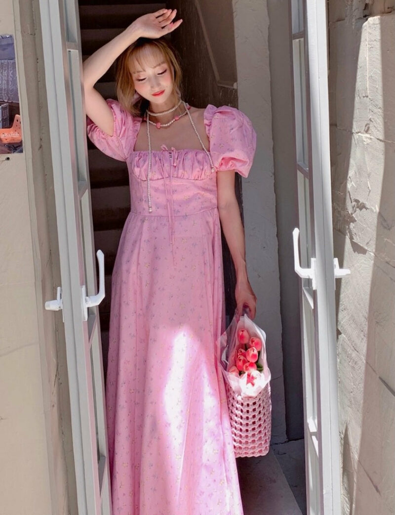 Pink Shabby Chic Cottagecore Dress