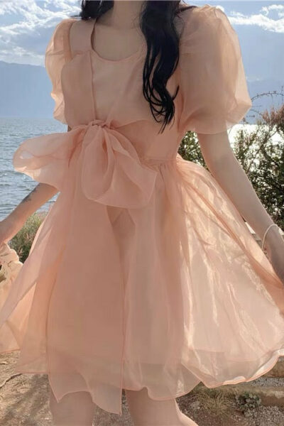 Venus Peach Cottagecore Fairy Dress