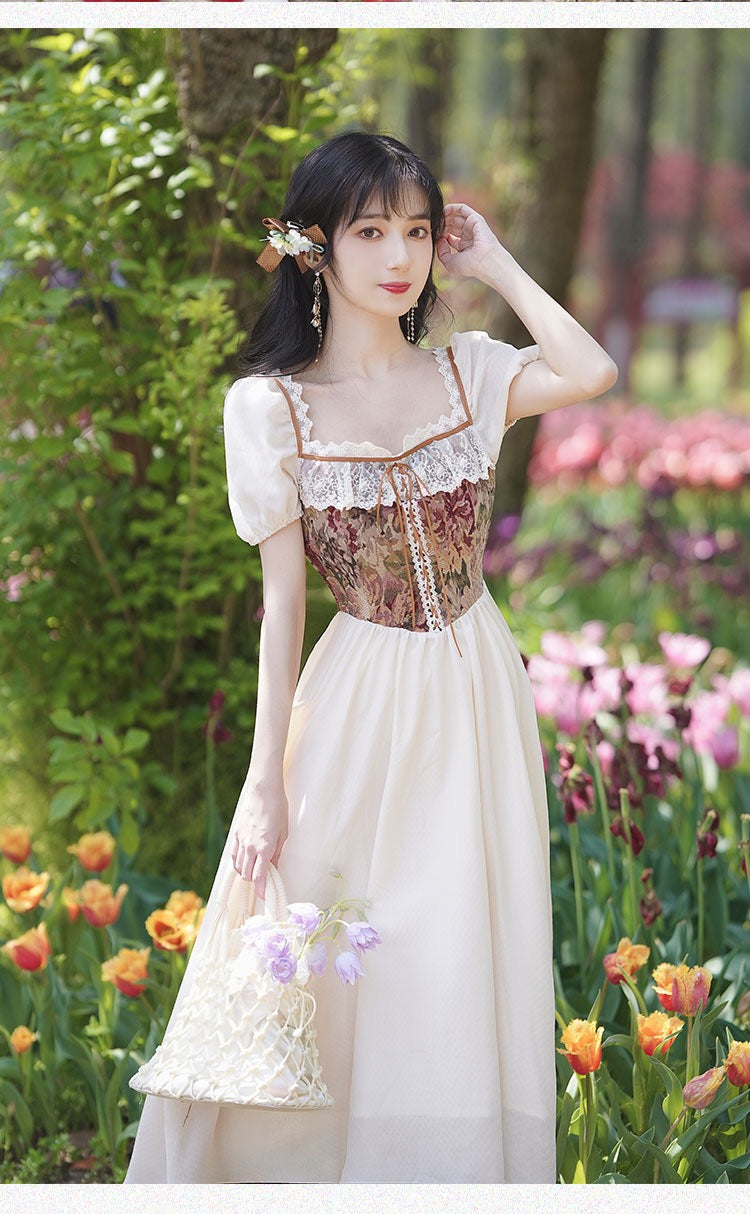 River Floral Corset Cottagecore Dress