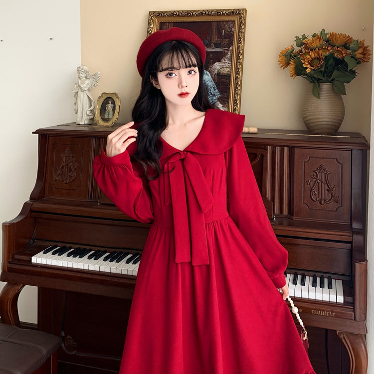 Red Cottagecore Lolita Dress