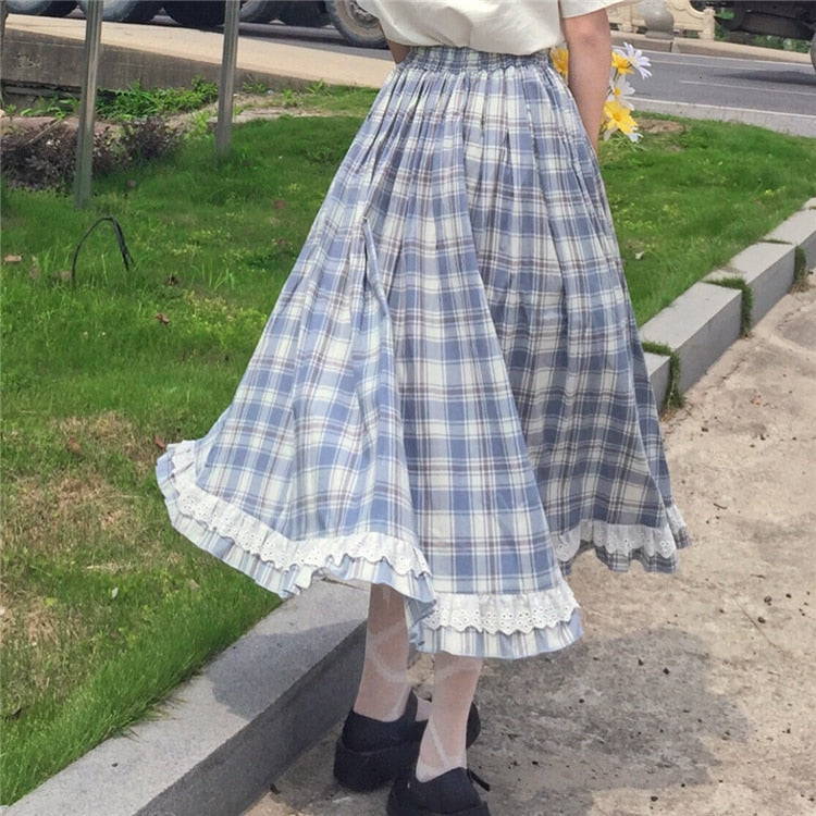 Plaid Cottagecore Girl Skirt