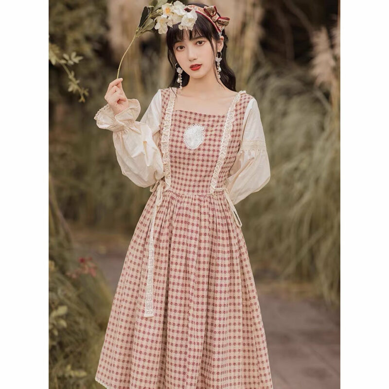Plaid Vintage Cottagecore Dress