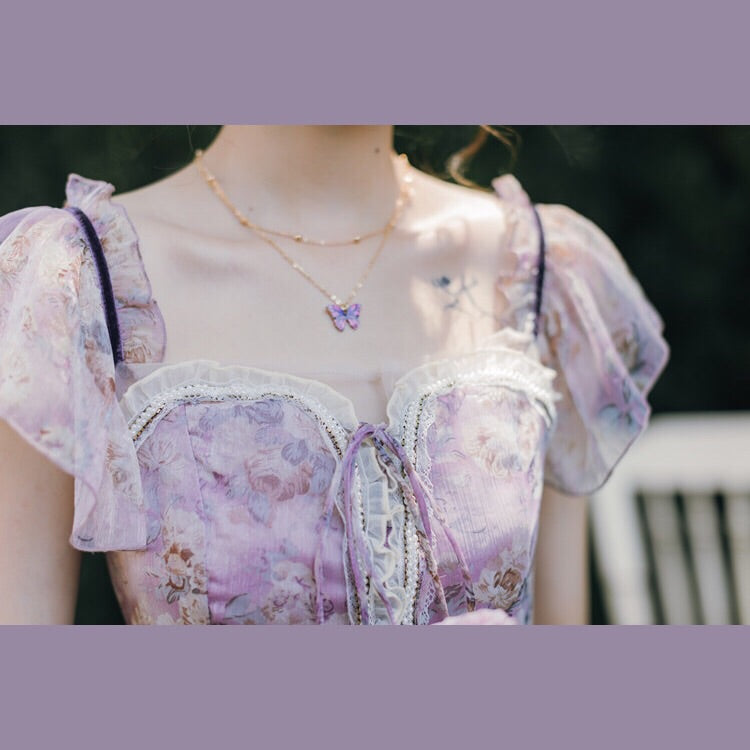 Vintage-Floral cottagecore fairy Dress