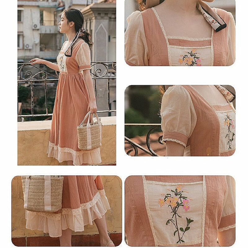 Summer Embroidery Cottagecore Dress
