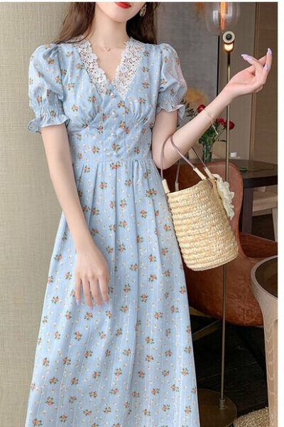 Cottage Fairy Floral Vintage Aesthetic Cottagecore Dress