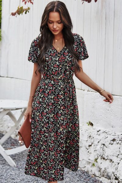 Floral cottagecore dress high waist