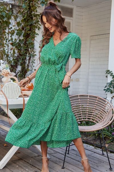 Green cottagecore dress