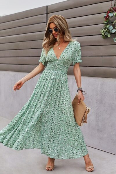 Sage green cottagecore dress