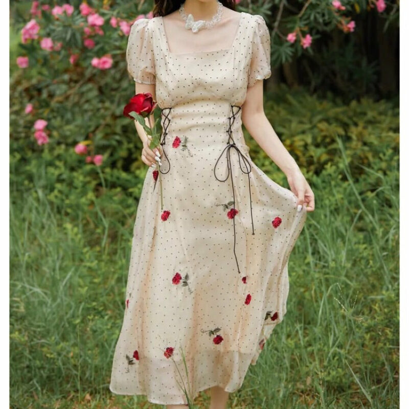 Flower Embroidered Summer Princess Dress