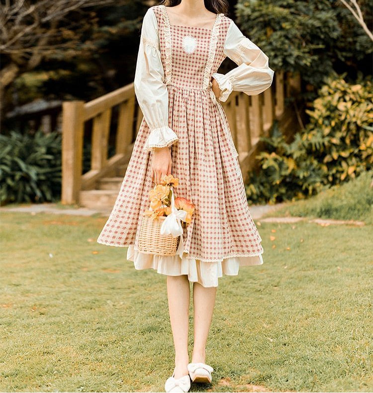 Plaid Vintage Cottagecore Dress