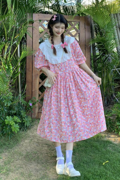 Oversized Floral Cottagecore Dress