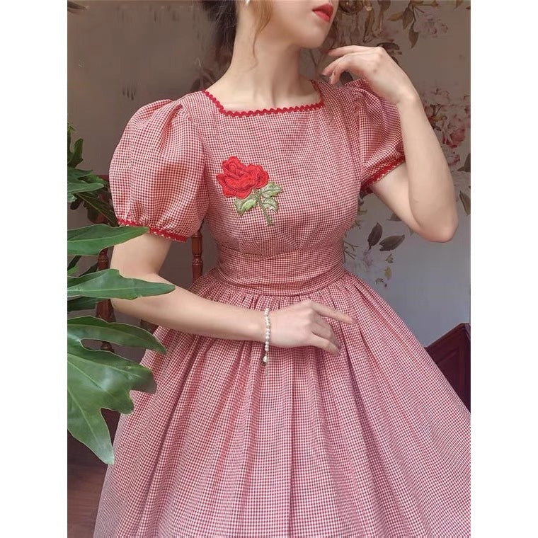 Cupcake Rose Embroidery Cottagecore Dress