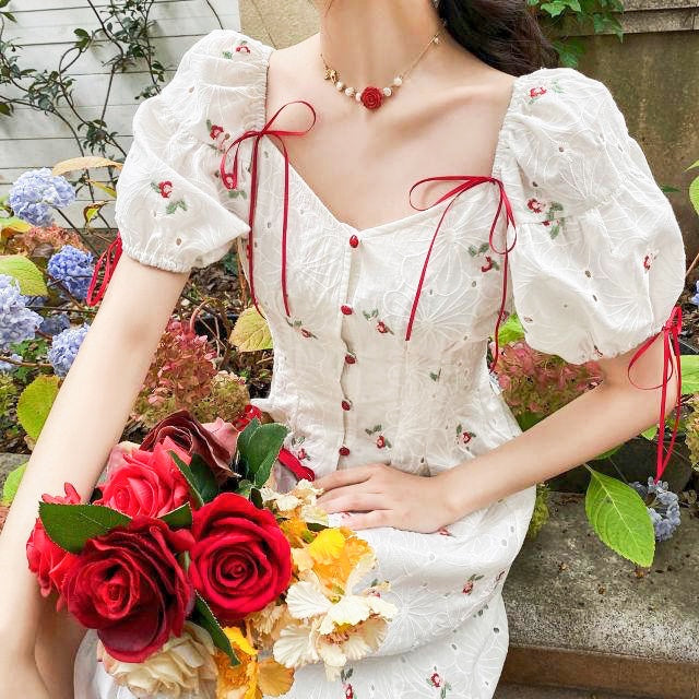 Morning Garden Rose Cottagecore Dress