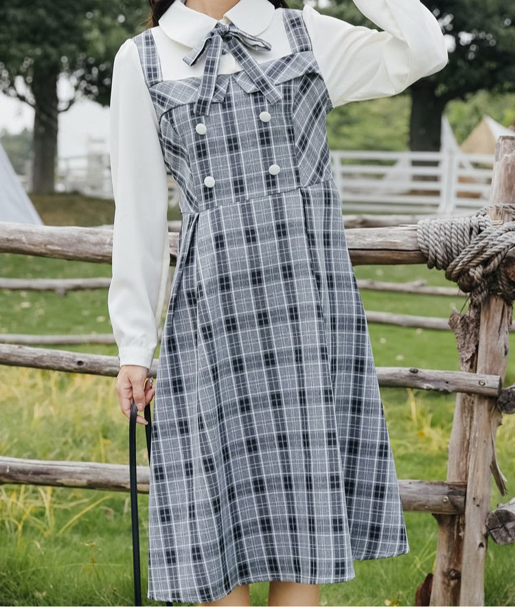 Academia Vintage Plaid Dress | Cottagecore Dress