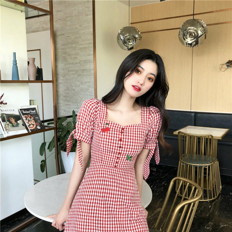 Red Plaid Dress Cottagecore Dress