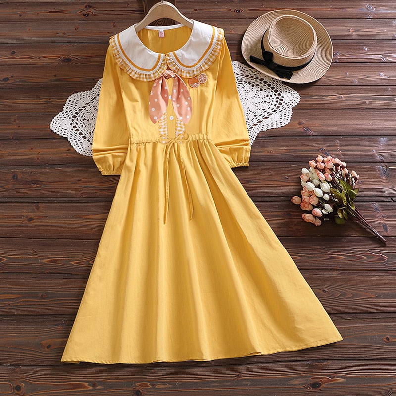 Orange Kawaii Cottagecore Dress