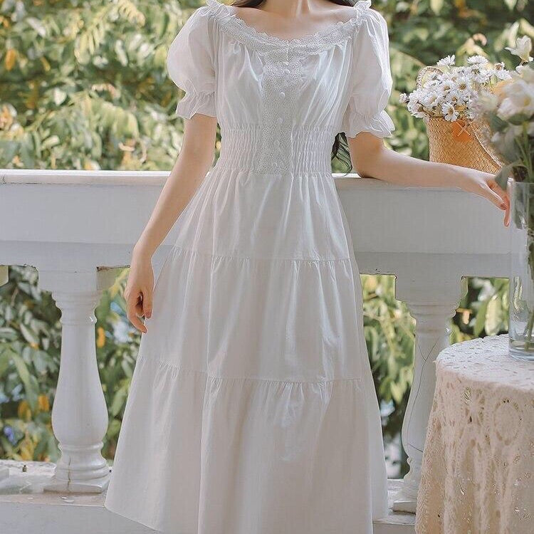 Lila White Lace Cottagecore Dress