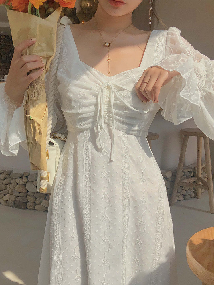 Vintage Long Flared Sleeve Cottagecore Dress