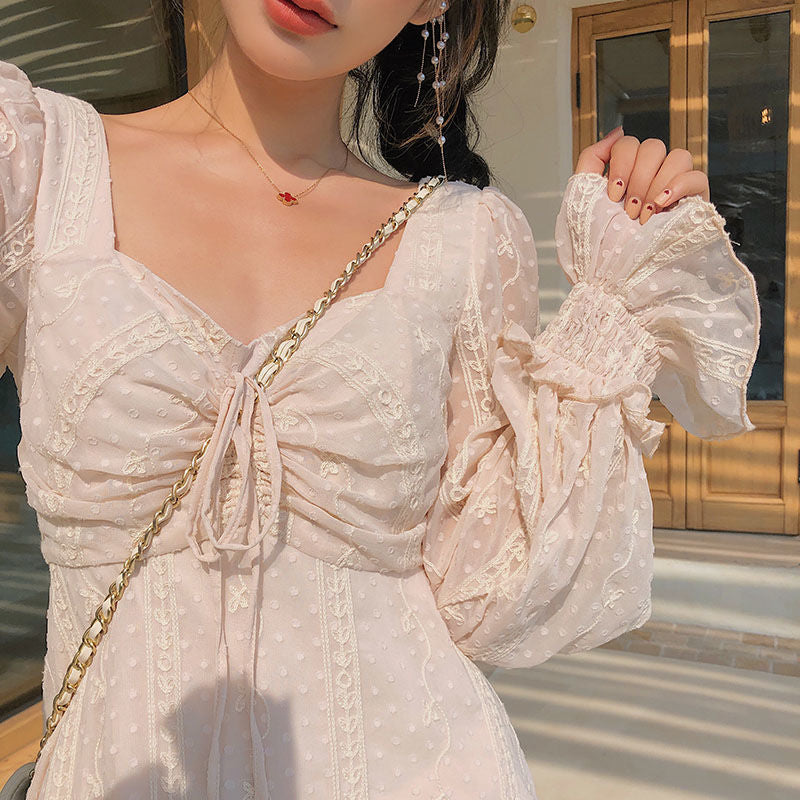 Vintage Long Flared Sleeve Cottagecore Dress