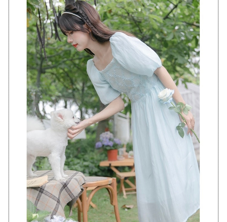 Soft Girl blue Cottagecore Dress
