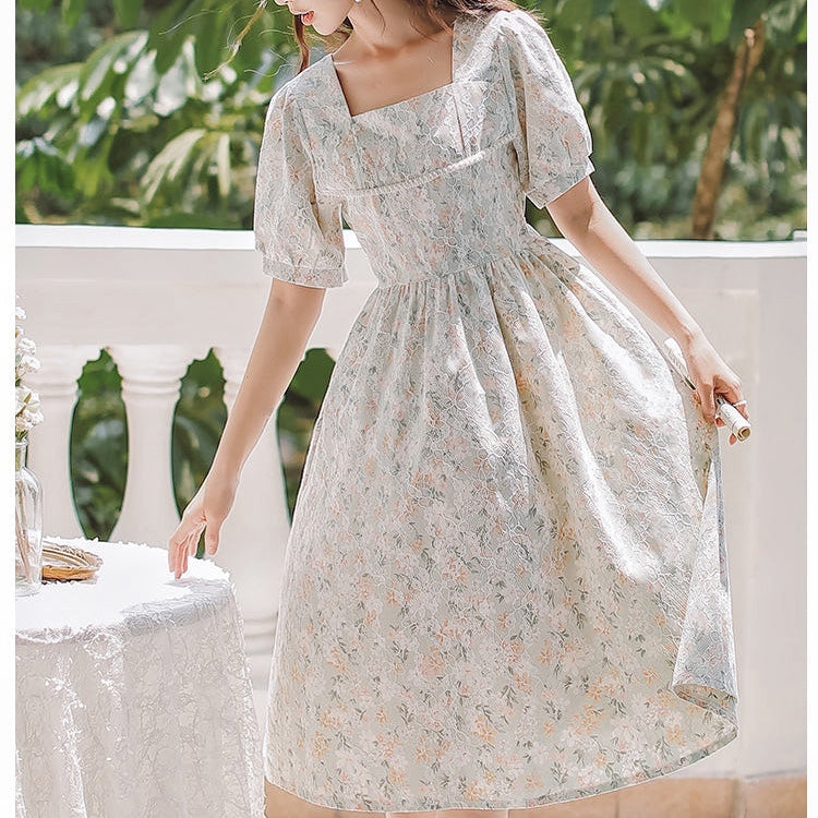 Floral Lace Cottagecore Dress