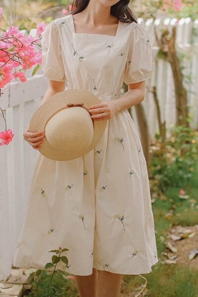 Flower Embroidered Spring Dress