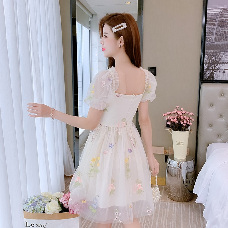 Summer Flower Embroidered Fairy Dress